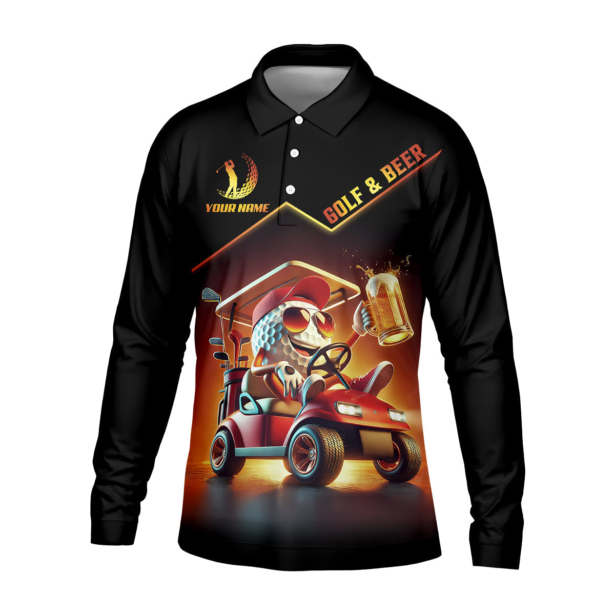 A Good Day Starts With Golf Carts And Beer Funny Golf Polo Shirt, Christmas Golf Gift