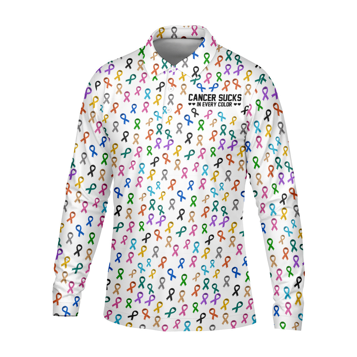 Cancer Sucks In Every Color Men's Polo Shirt, Cancer Awareness Shirt, Cancer Survivor Shirt, Golf Gift For Men