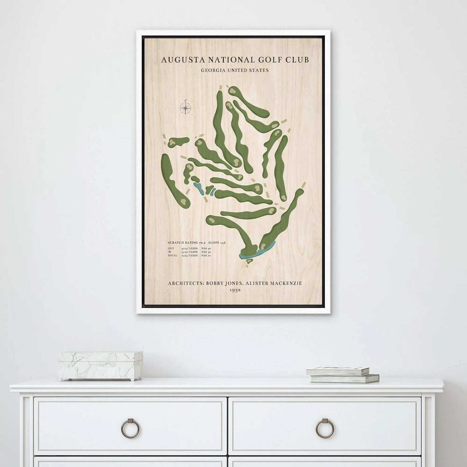 Custom Golf Course Map Canvas, Golf Decor, Gift For Golfer