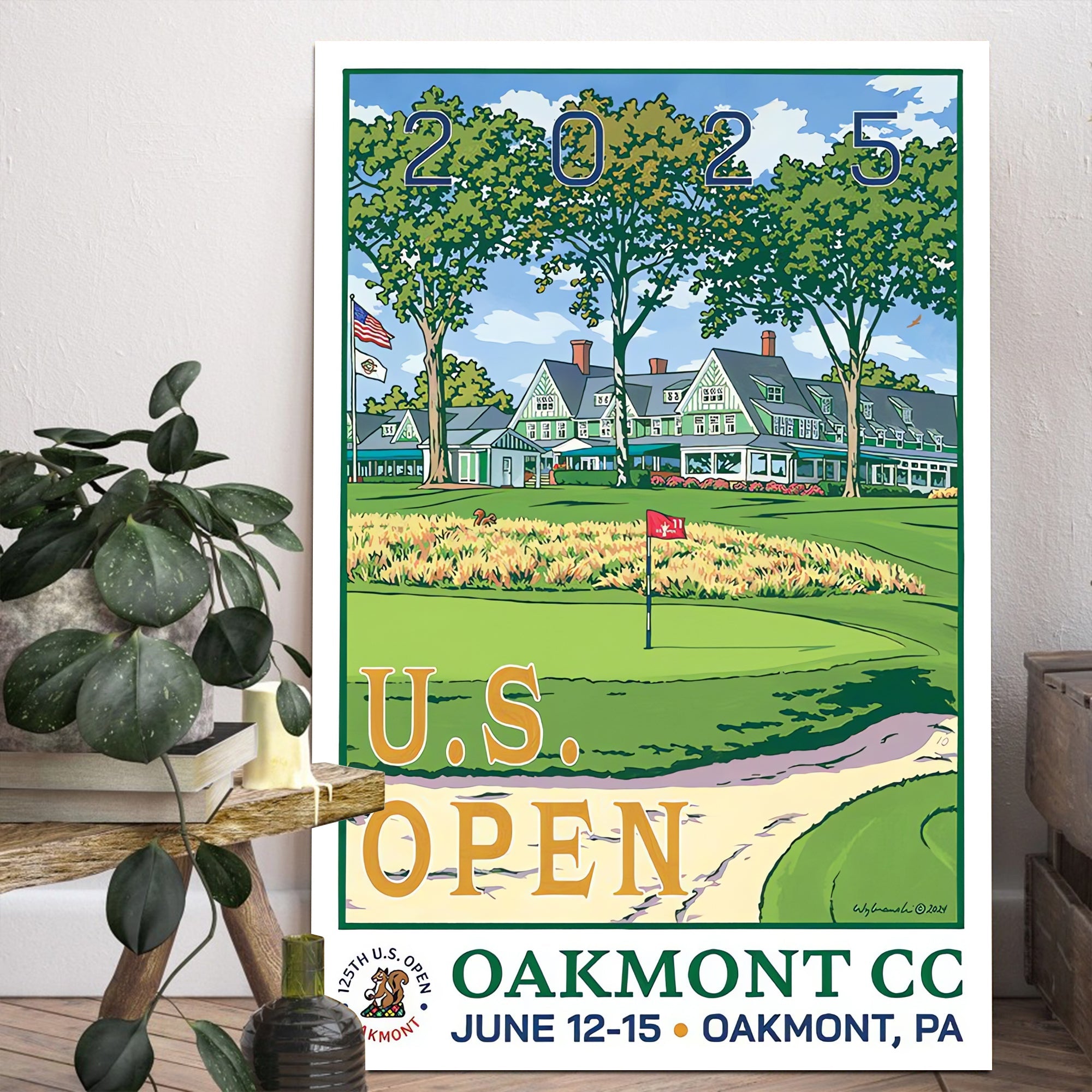 2025 U.S. Open Championship Canvas, Oakmont Country Club Art, Gifts For Golf Lovers