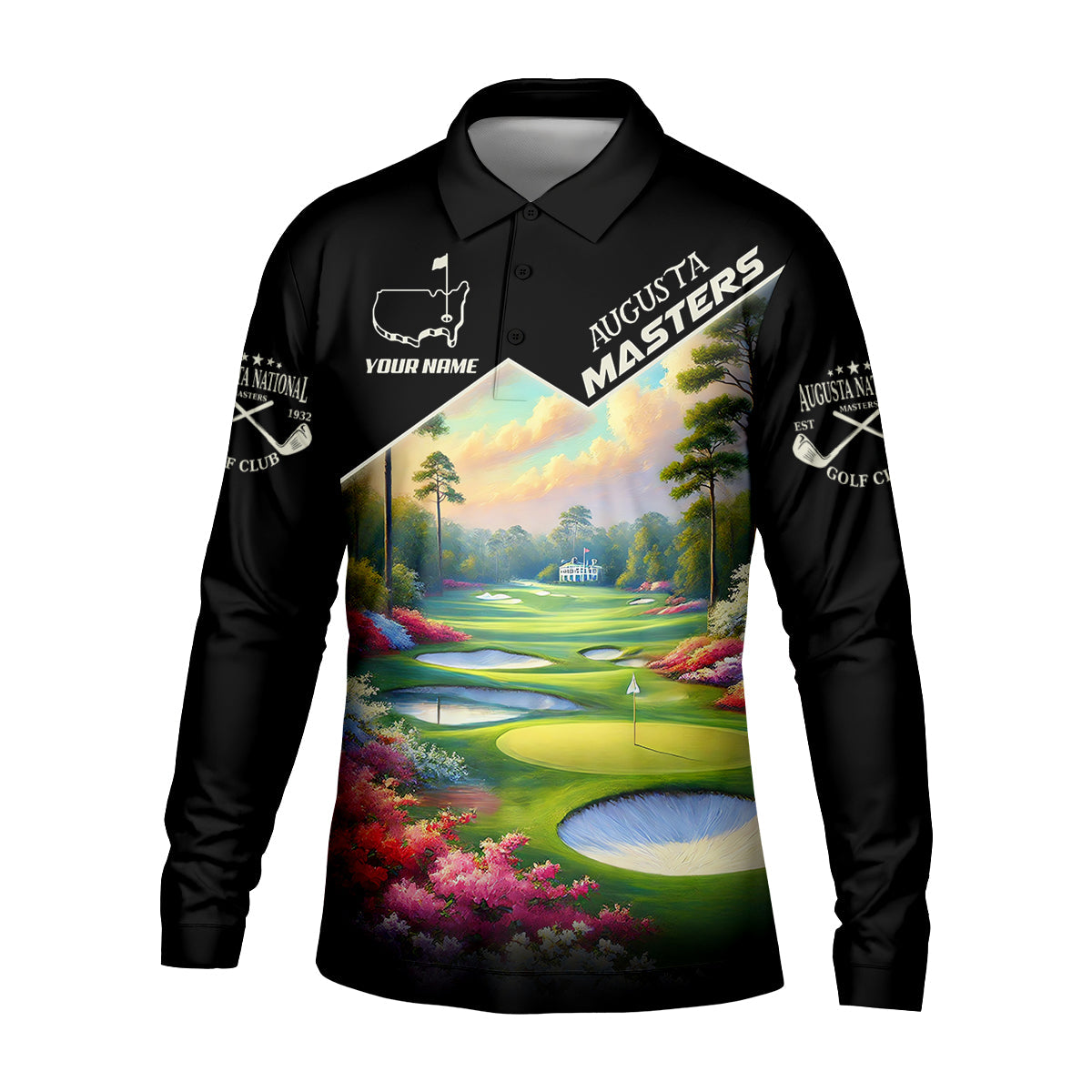 Augusta Master Custom Men's Golf Polo Shirt, Golfing Apparel, Mens Golf Gift, Funny Golf Polo Shirt