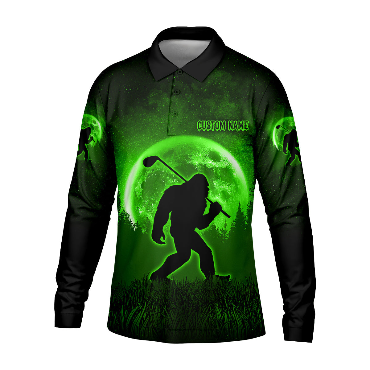 Custom Bigfoot Golf Polo Shirt, Mens Golf Gift, Funny Golf Shirt, Golf Gift For Dad
