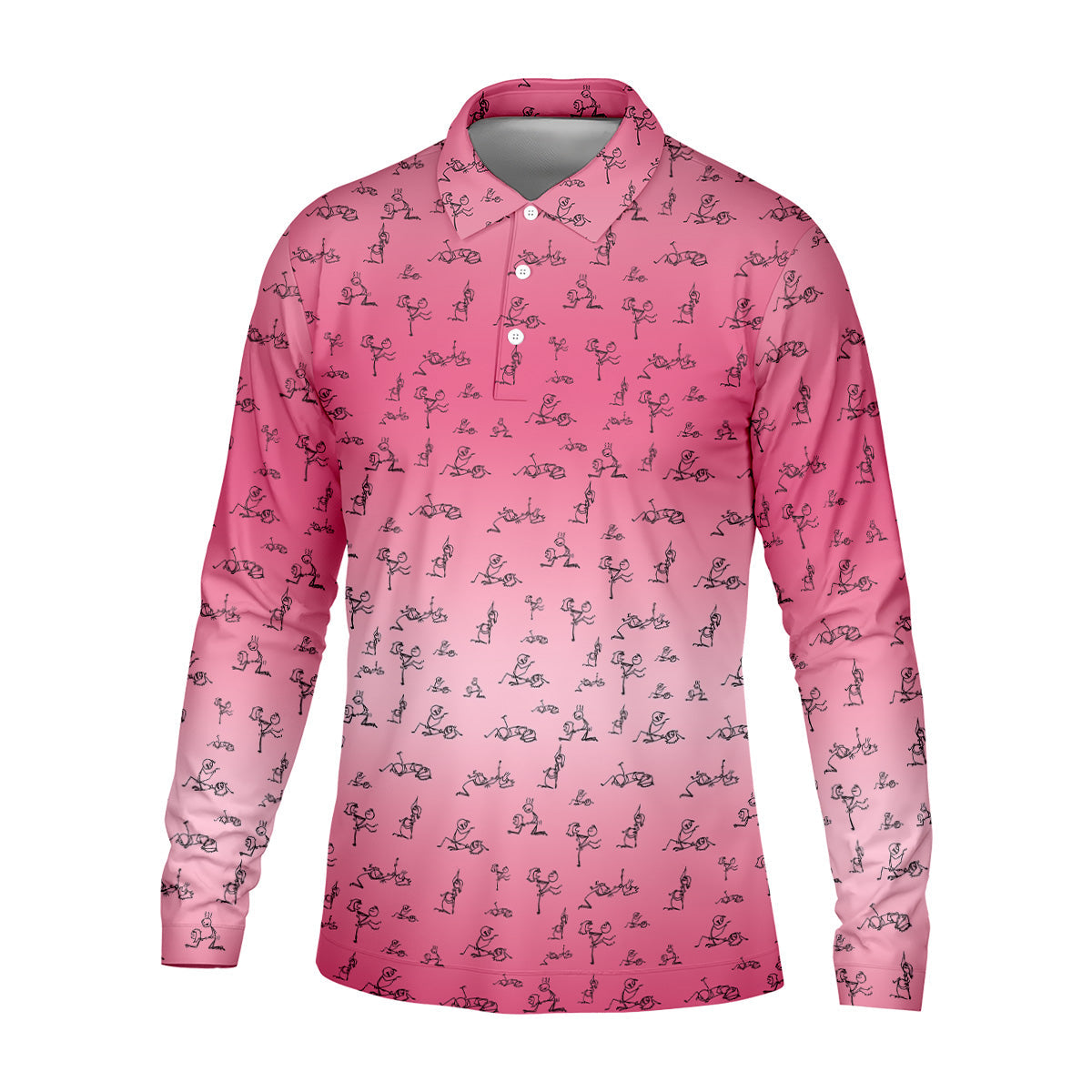 Funny Stickman Men's Pink Golf Polo, Unique Gift For Golfer, Golf Accessories For Men