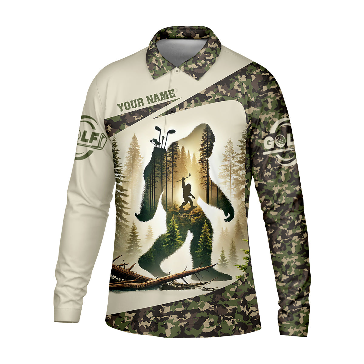 Not All Who Wander Are Lost Bigfoot Custom Men's Golf Polo Shirt, Golfing Apparel, Golf Gifts For Men