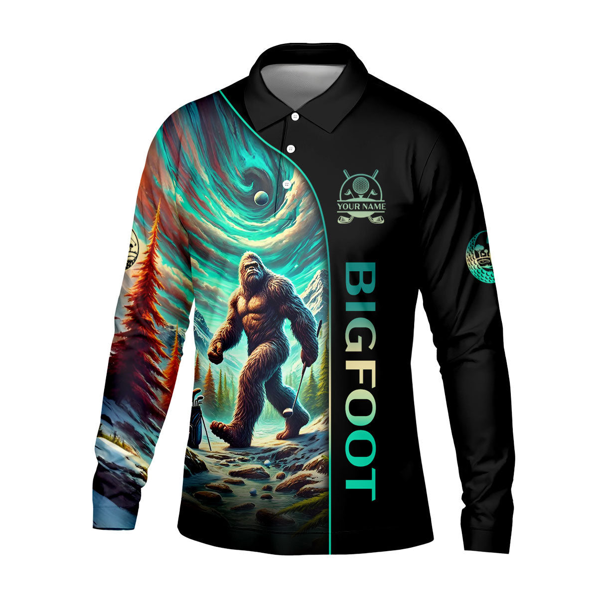 Not All Who Wander Are Lost Custom Men's Golf Polo Shirt, Funny Bigfoot Shirt, Gifts For Golfing Dad