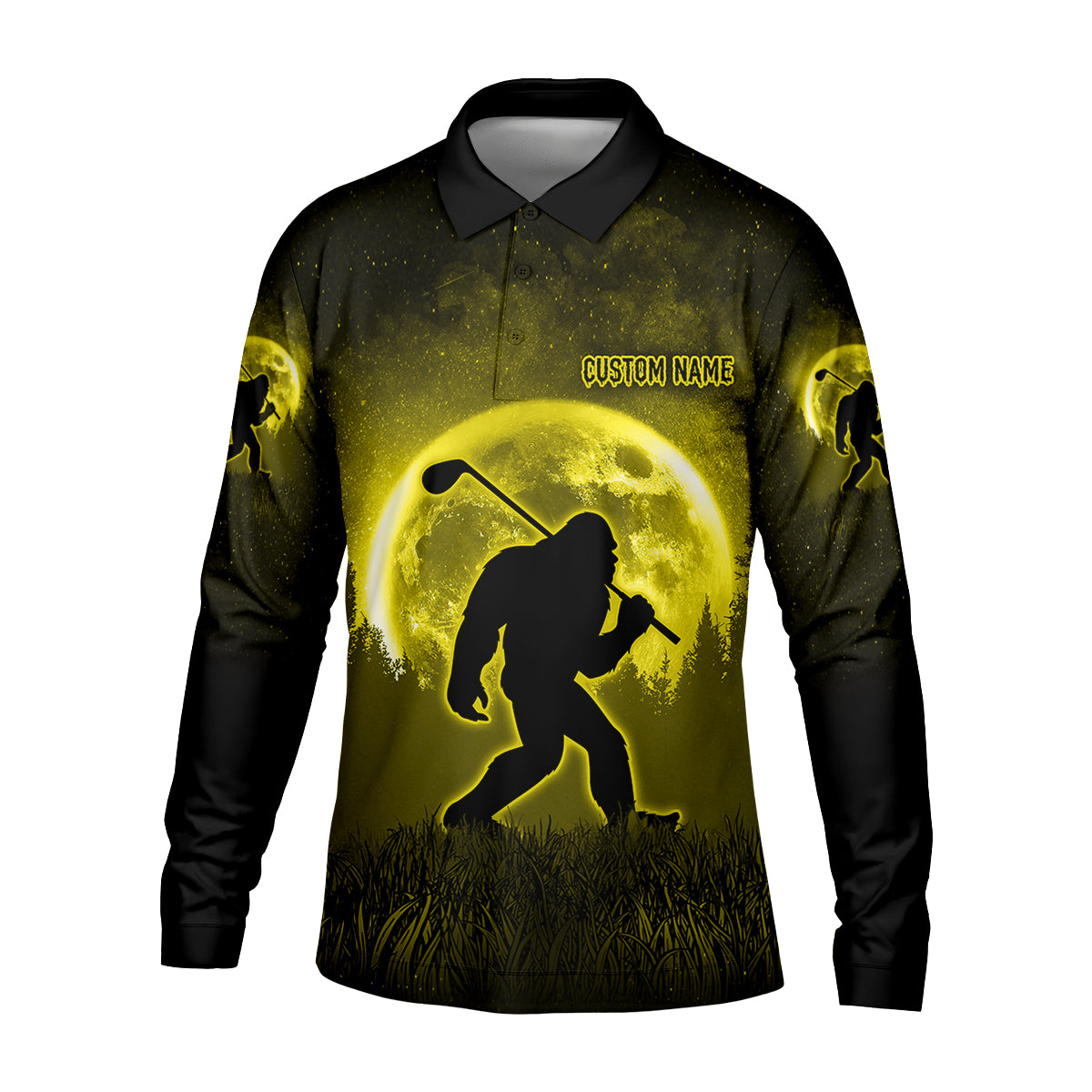 Custom Bigfoot Golf Polo Shirt, Mens Golf Gift, Funny Golf Shirt, Golf Gift For Dad