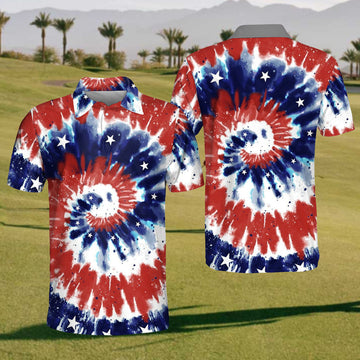 Tie Dye Mens Golf Polo Shirt, Mens Goft Shirt, Gift For Golf Lovers