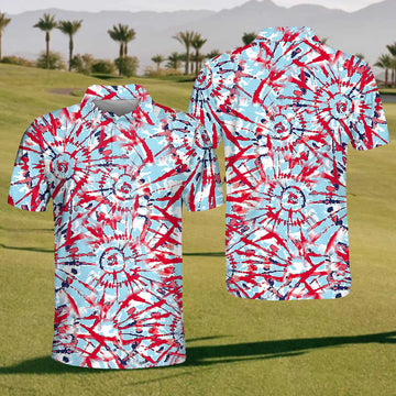 Tie Die Men's Golf Polo Shirt, Funny Golf Shirt, Dad Golf Gift