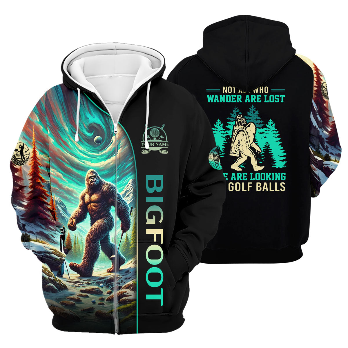 Not All Who Wander Are Lost Custom Men's Golf Polo Shirt, Funny Bigfoot Shirt, Gifts For Golfing Dad