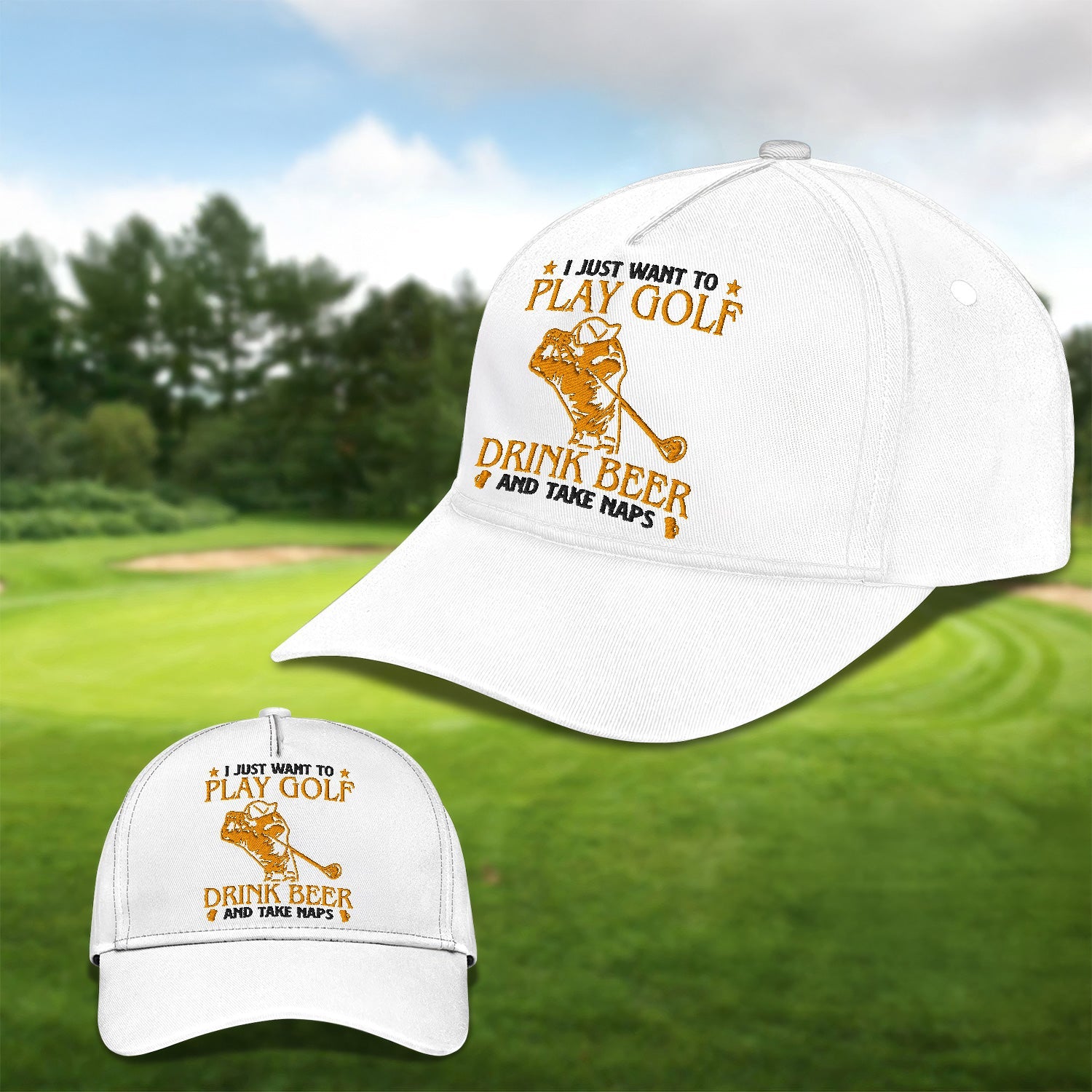 I Just Want To Play Golf Embroidered Baseball Cap, Golf Hat, Dad Golf Gift