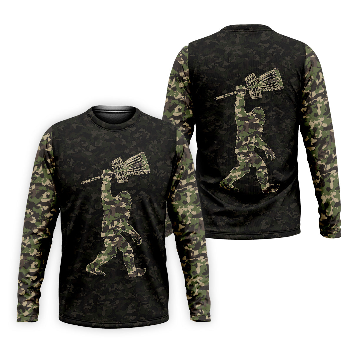 Funny Bigfoot Discs Golf Men's Golf Polo Shirt, Camo Golf Shirt, Mens Golf Shirt, Funny Golf Shirt