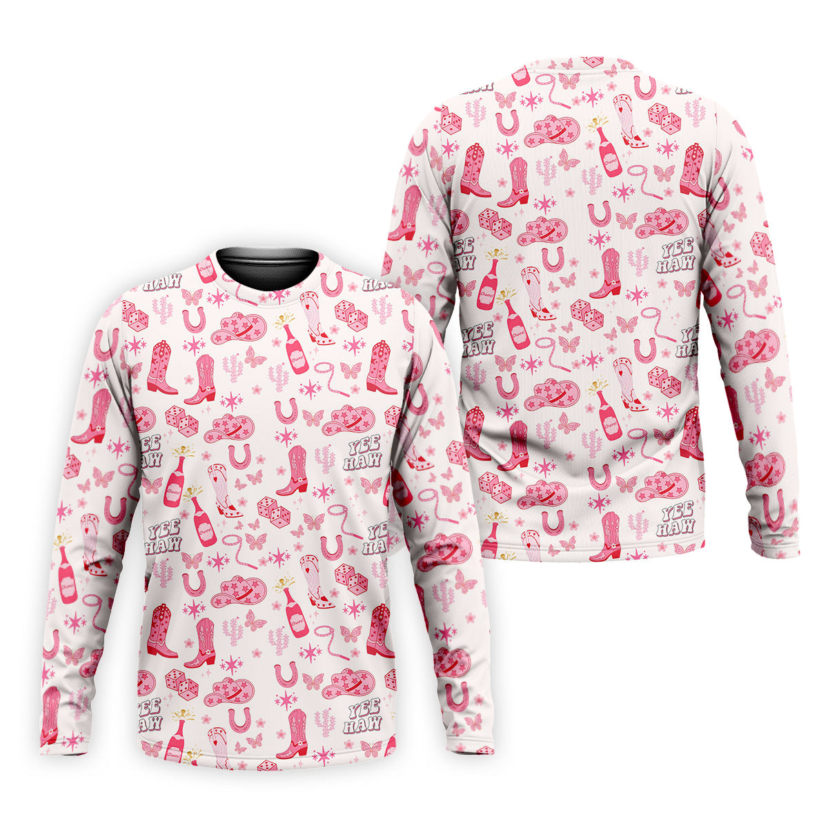 Yee Haw Cowgirl Pink Golf Polo, Western Golf Shirt, Fun Golf Shirts For Men, Golfing Apparel