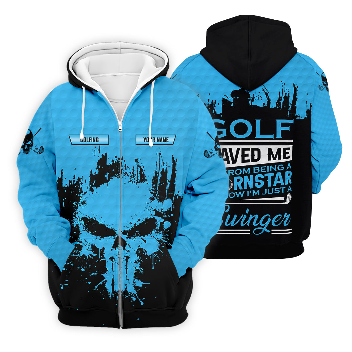 Golf Saved Me From Being A Porn Star Now I'm Just A Swinger Custom Funny Skull Golf Polo Shirt, Dad Golf Gift