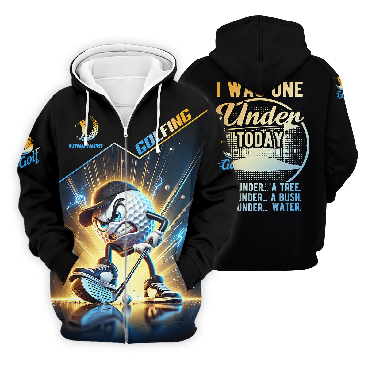 I Was One Under Today Custom Men's Golf Polo Shirt, Funny Golf Shirt, Dad Golf Gift