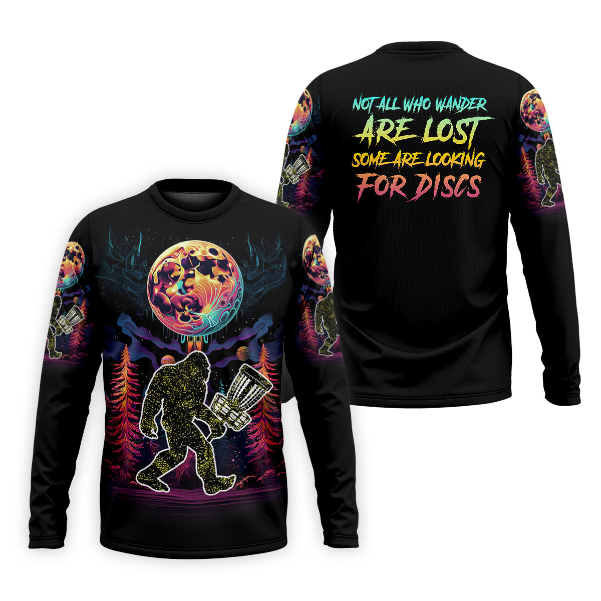 Not All Who Wander Are Lost Bigfoot Discs Golf Men's Golf Polo Shirt, Mens Golf Gift, Funny Golf Shirt