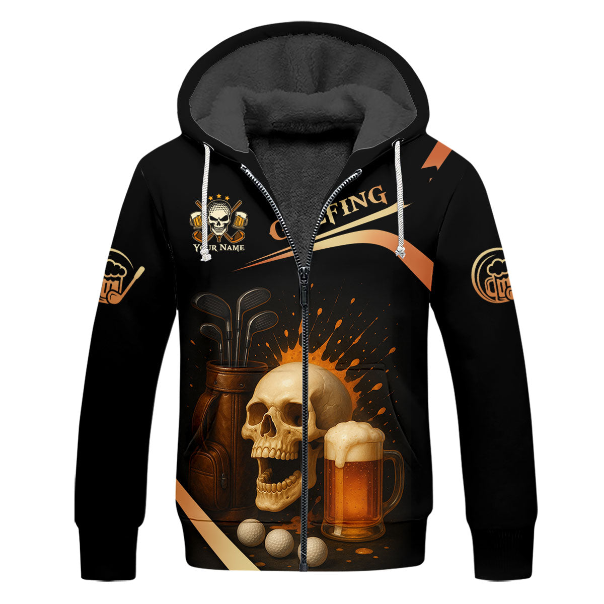 Funny Skull Beer Customize Golf Shirts For Men, Golfing Shirt, Best Gifts For Golfers, Dad Golf Gift