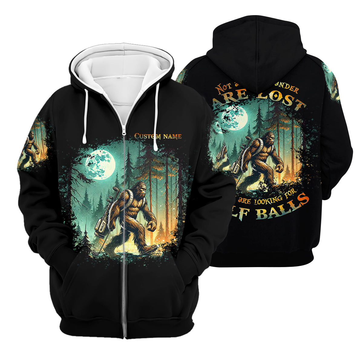 Not All Who Wander Are Lost Custom Bigfoot Men's Golf Polo Shirt, Funny Golf Shirt, Dad Golf Gift