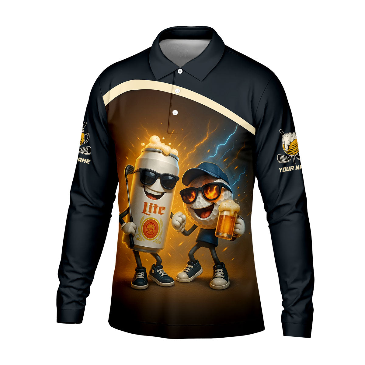 Funny Golf And Beer Custom Polos For Men, Dad Golf Gift, Golfing Apparel, Mens Polo Shirts