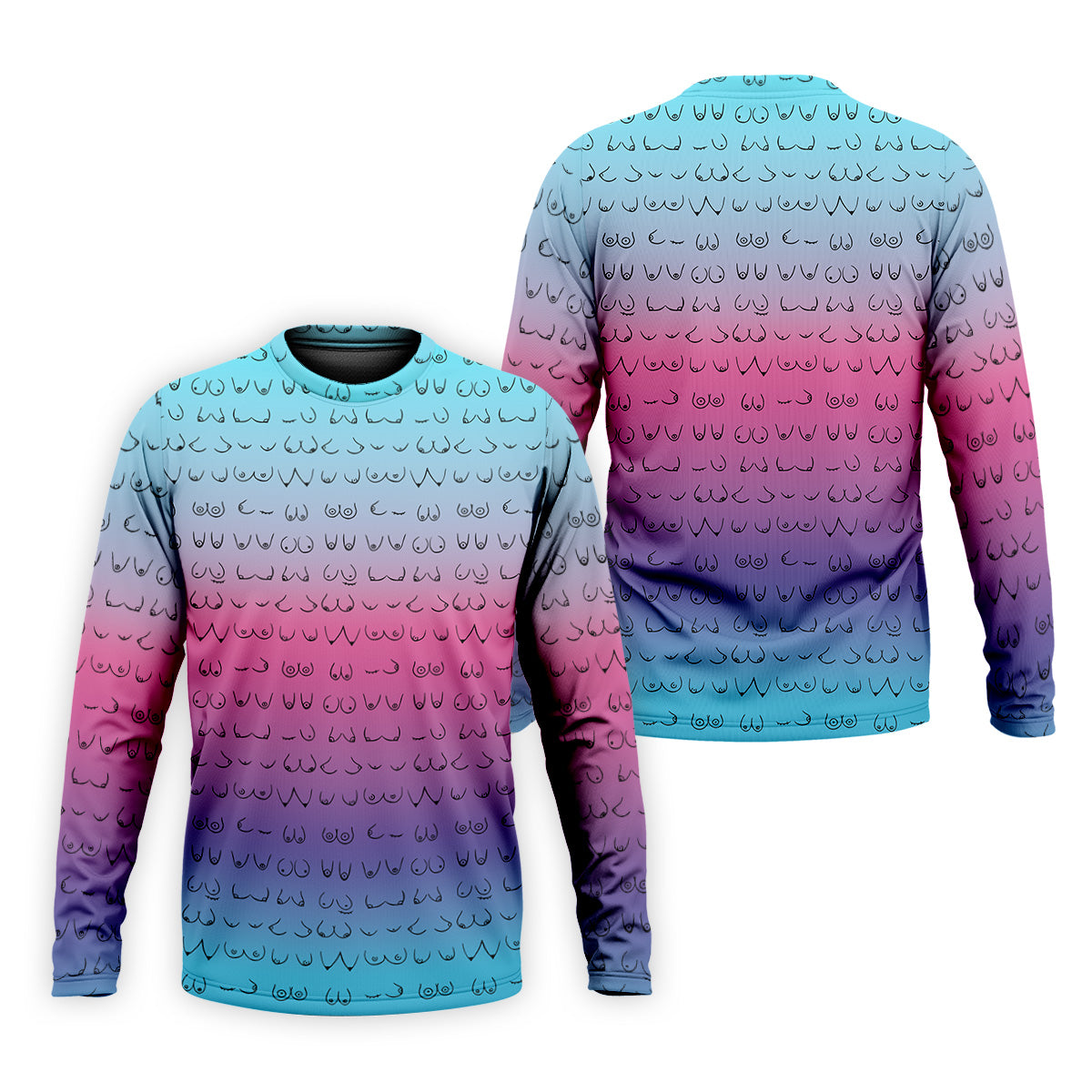 Blue Pink Ombre Boobs Golf Shirt, Fun Men's Golf Polos, Cool Golf Gifts, Polo For Men