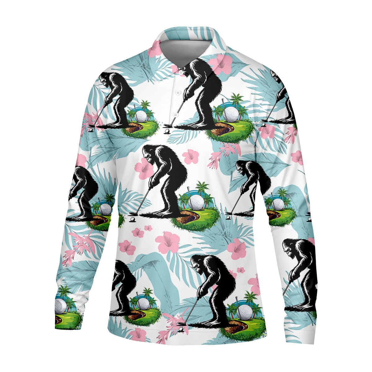 Bigfoot Shirt, Sasquatch Golf Shirt, Hawaiian Golf Shirts, Matching Golf Shirts, Golf Shirts For Men