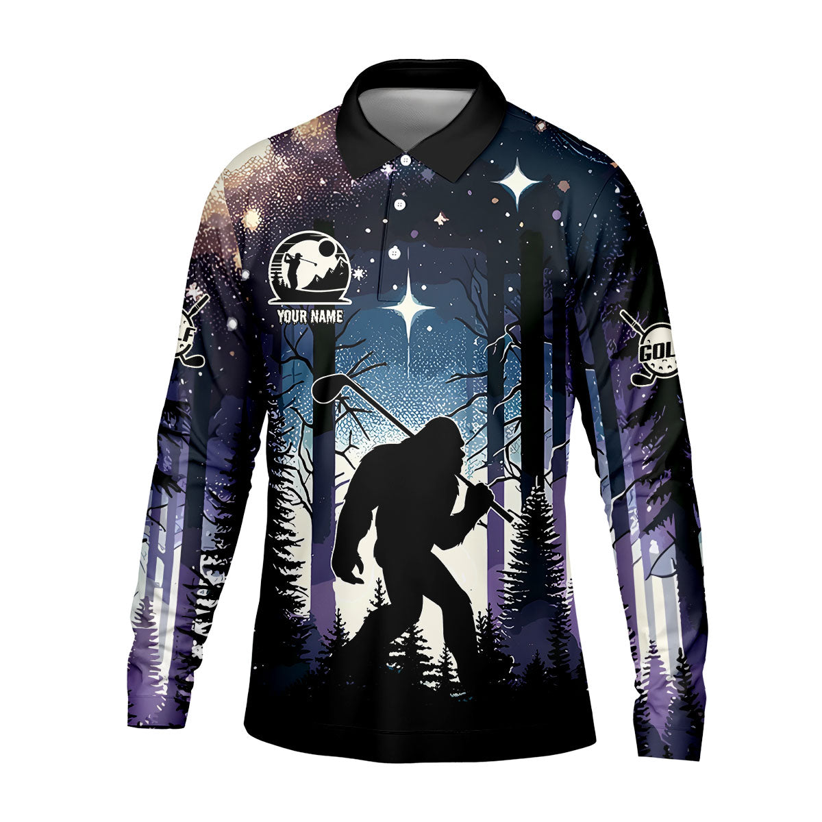 Funny Bigfoot Custom Golf Polos For Men, Golf Shirts For Men, Mens Golf Gift, Gift For Golfers