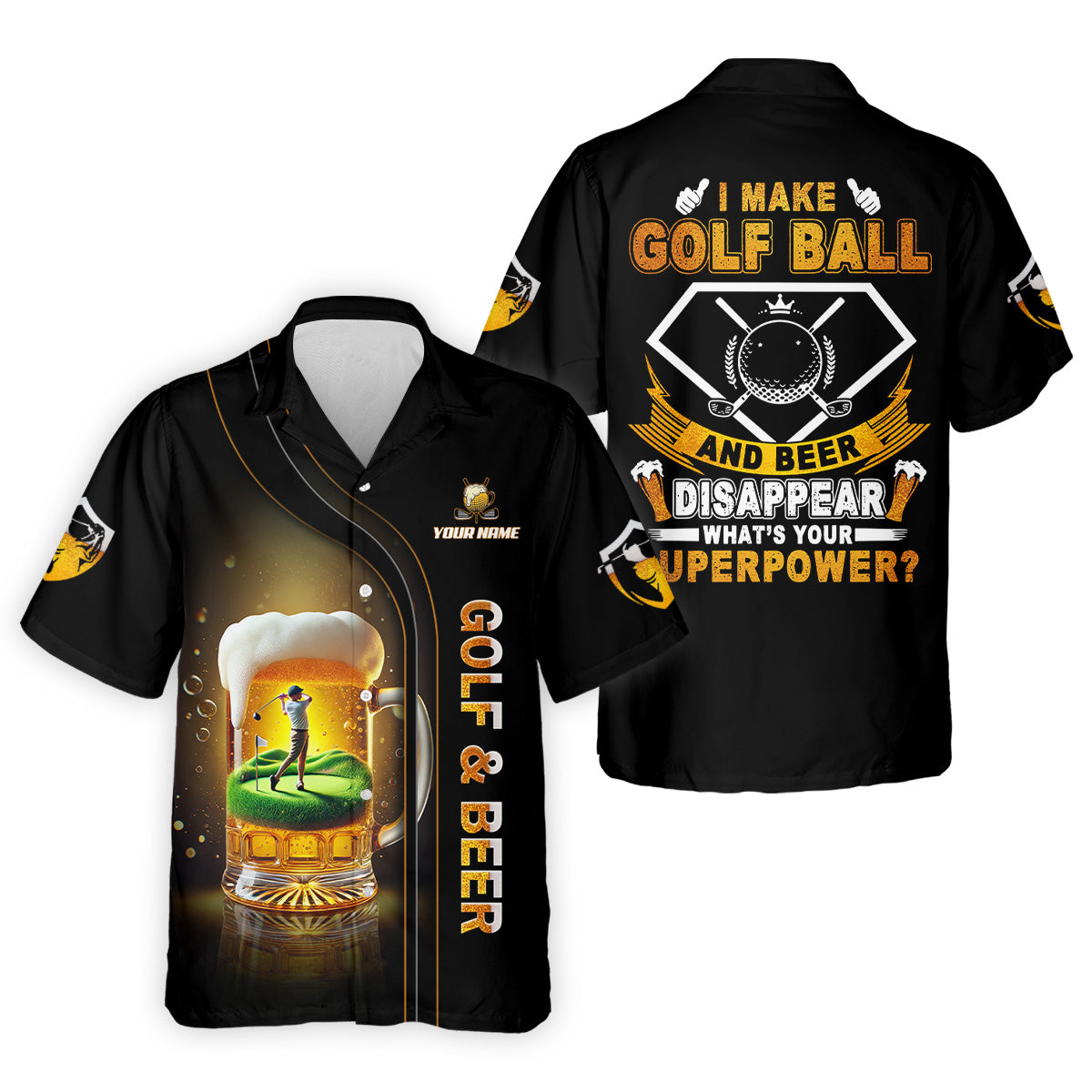 I Make Golf Ball And Beer Custom Men's Golf Polo Shirt, Funny Golf Shirt, Dad Golf Gift