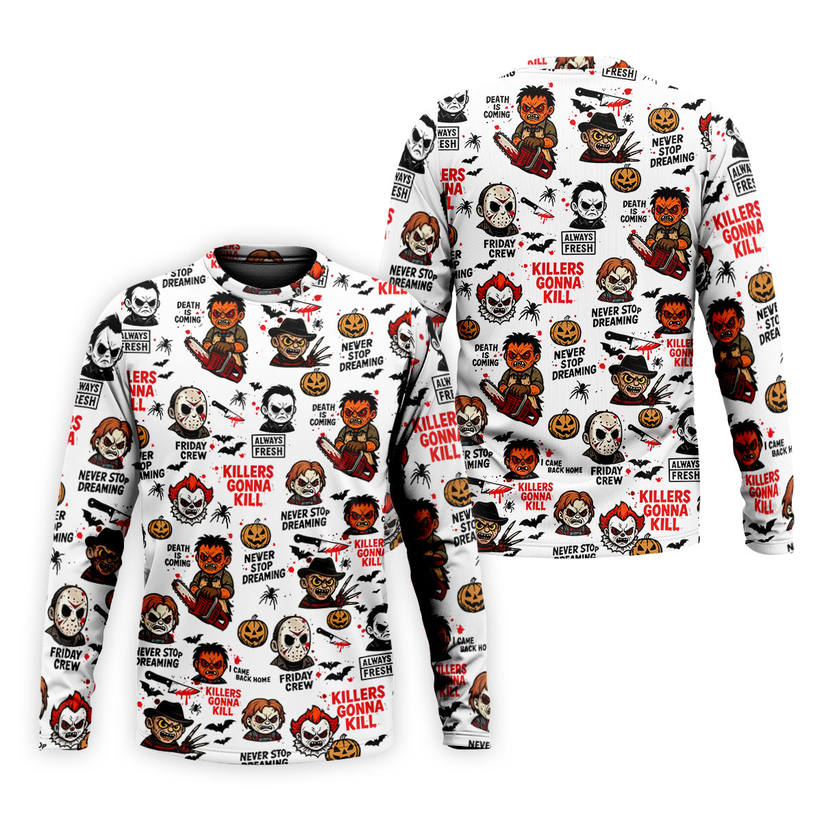 Classic Horror Characters Halloween Golf Shirt, Men's Golf Polo Shirts, Horror Movie Shirt