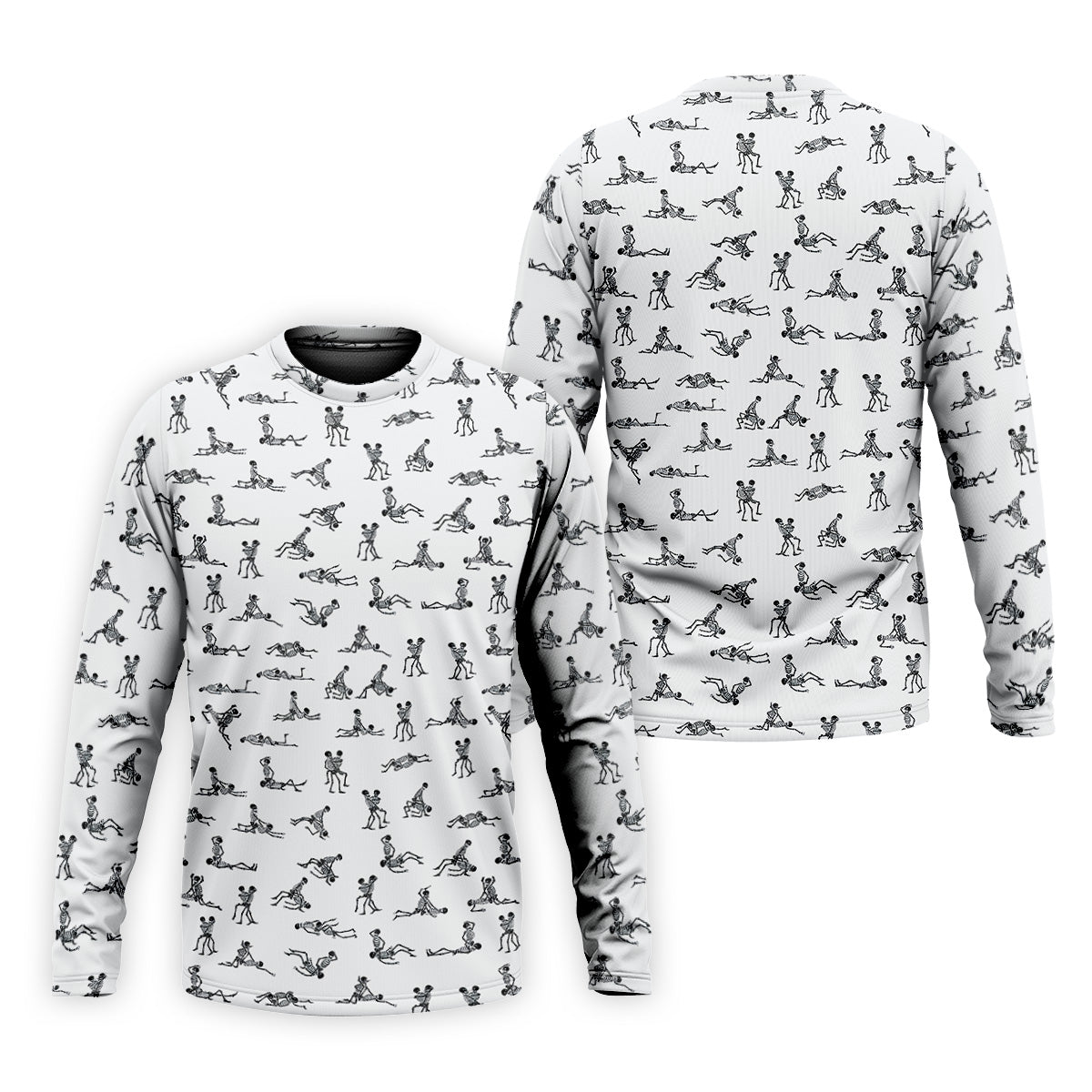 White Funny Skeleton Sex Position Golf Shirt, Halloween Gift Idea, Fun Golf Shirts For Men, Polo For Men