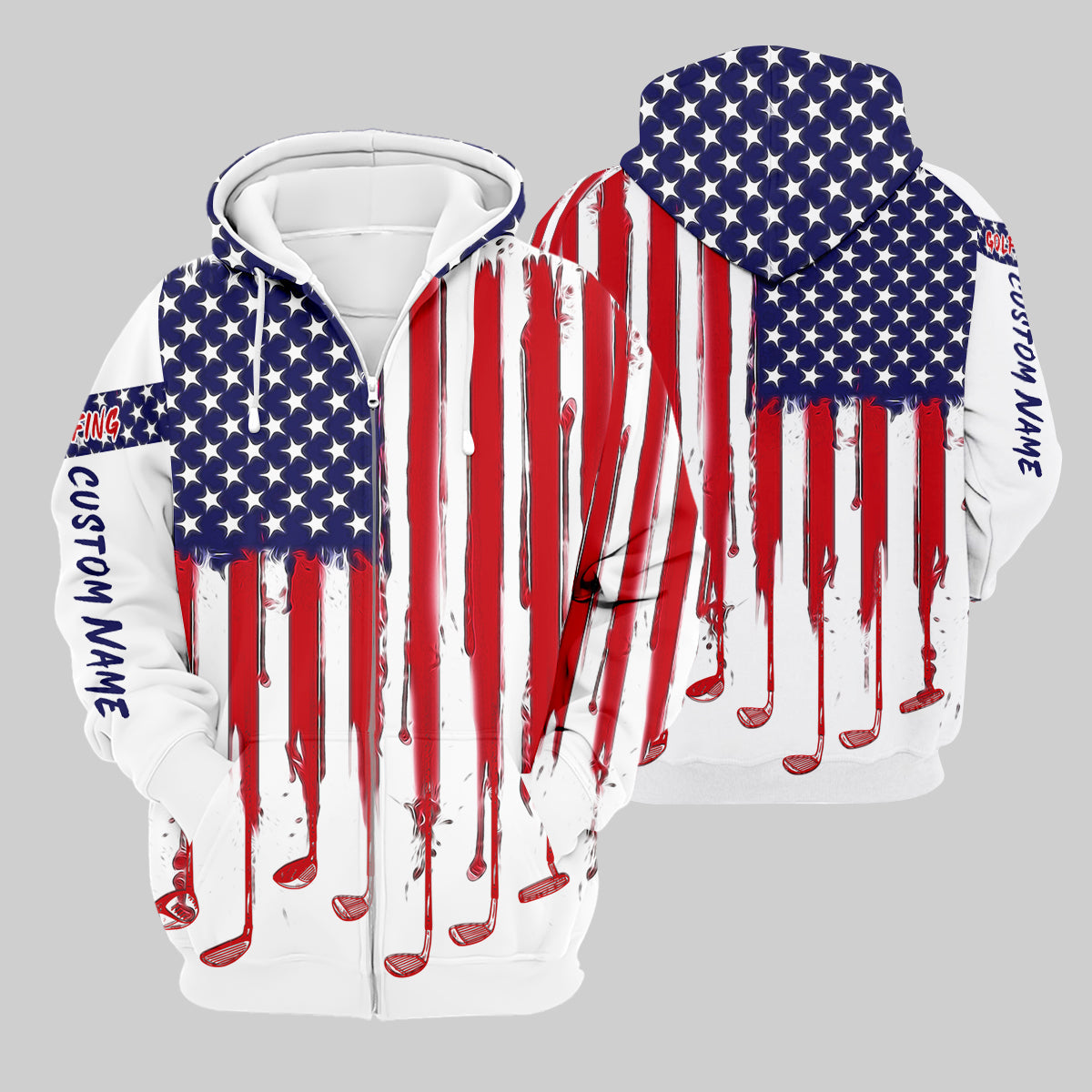 American Flag Custom Golf Polo Shirt, Funny Golf Shirt, Gift For Golfers