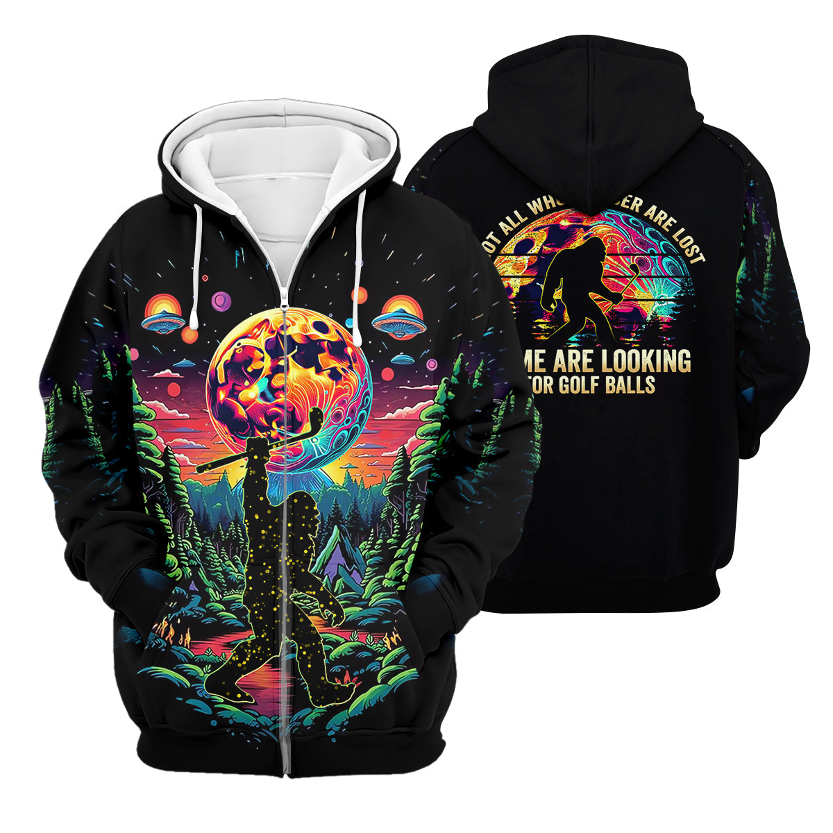 Not All Who Wander Are Lost Men's Golf Polo Shirt, Funny Bigfoot Golf Shirt, Dad Golf Gift