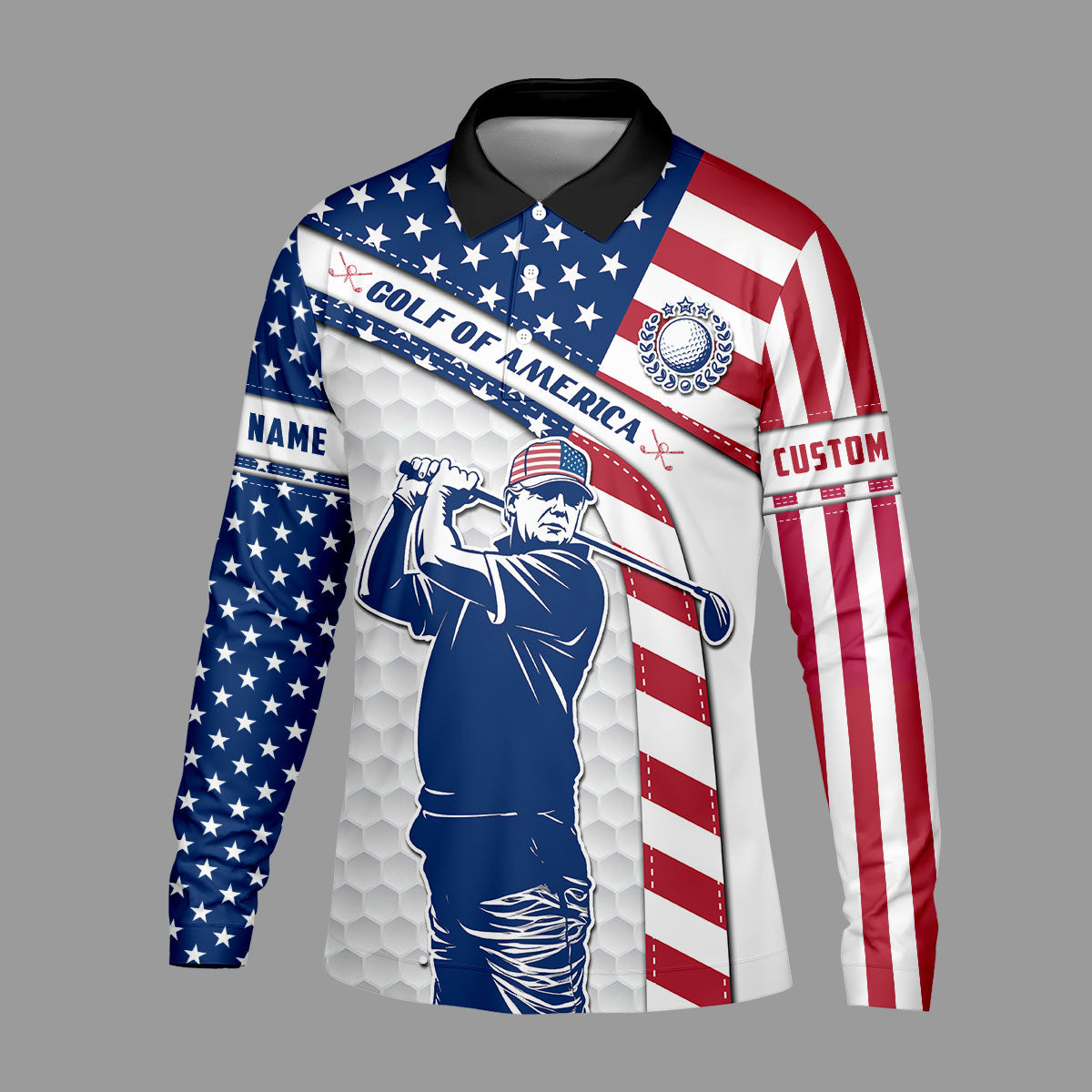 Funny Trump Golf Of America Custom Polos For Men, Mens Golf Gift, Golfing Apparel, Mens Polo Shirts