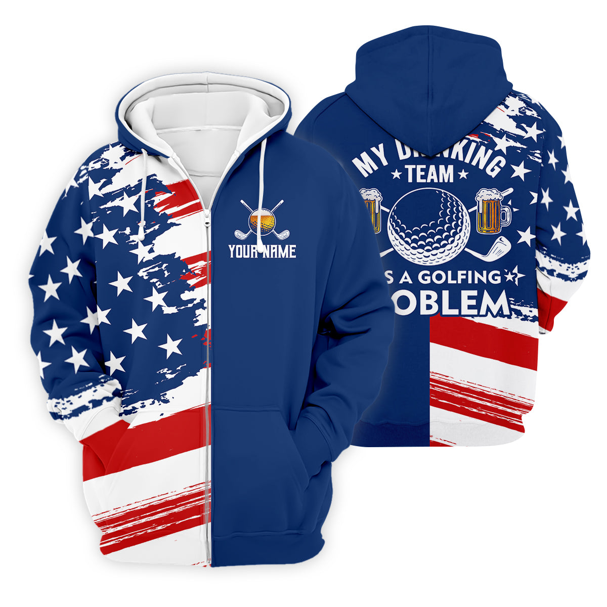 My Drinking Team Has A Golfing Problem Custom Men's Golf Polo Shirt, Funny Beer Golf Shirt, Dad Golf Gift