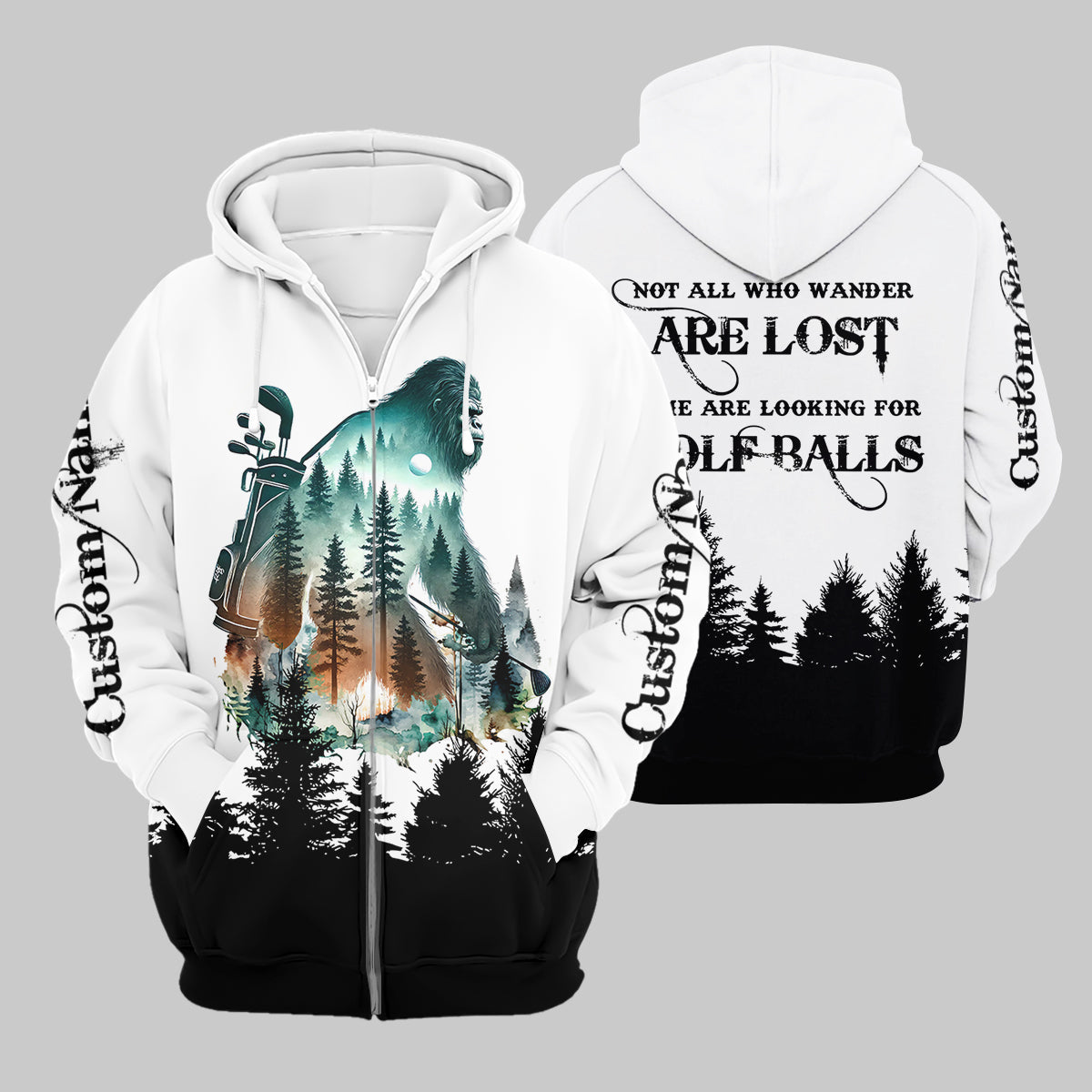 Not All Who Wander Are Lost Bigfoot Hunter Men's Golf Polo Shirt, Golf Lover Gifts, Funny Golf Shirt