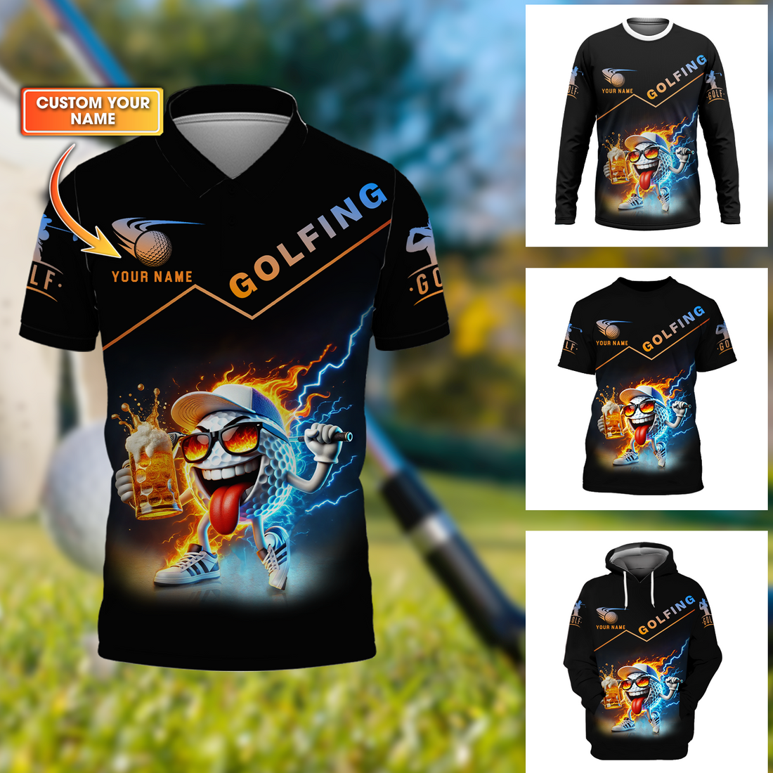 Golf And Beer, Funny Golf Ball Shirt, Custom Men's Golf Polo Shirt, Beer Golf Shirt, Gift For Golfers