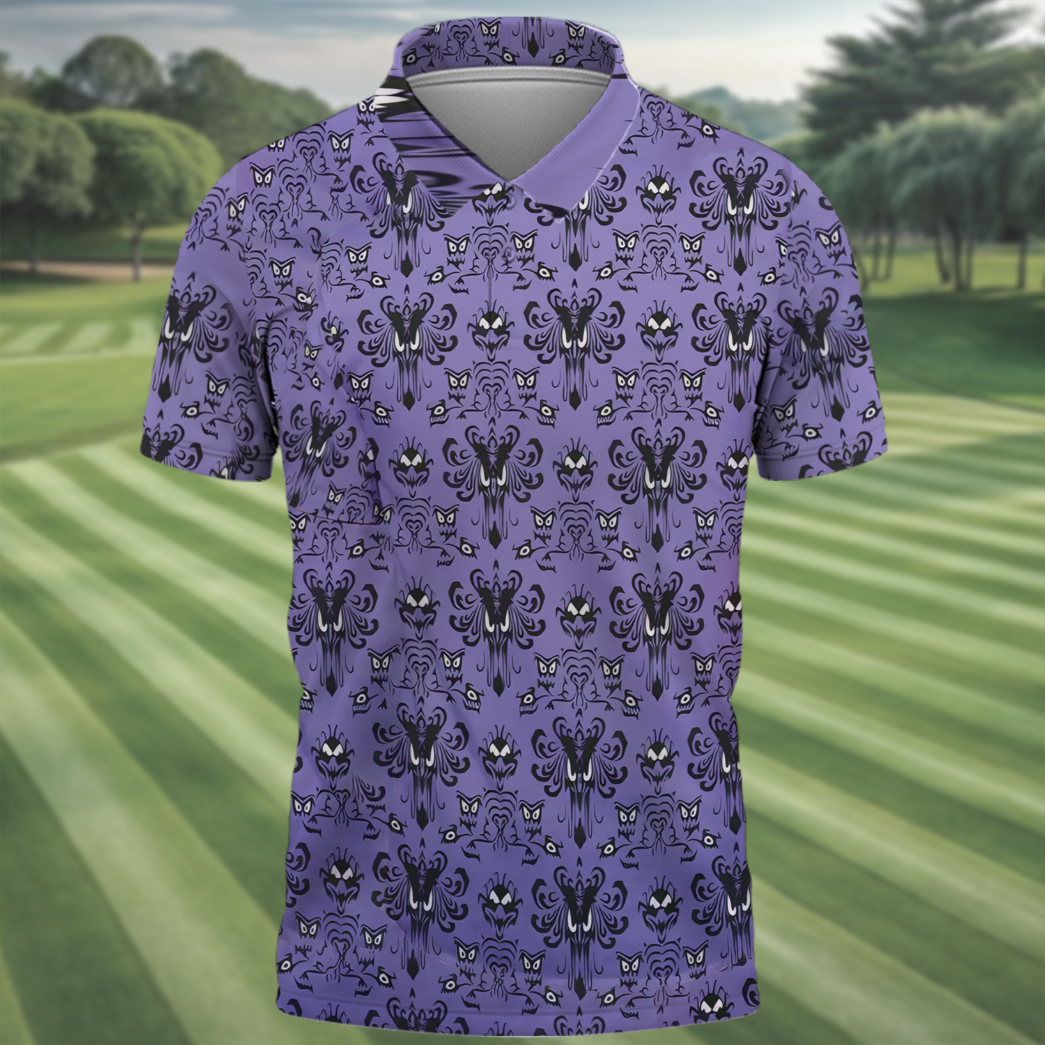 Haunted Mansion Hitchhiking Ghosts Men's Golf Polo Shirt, Golfing Apparel, Mens Golf Gift