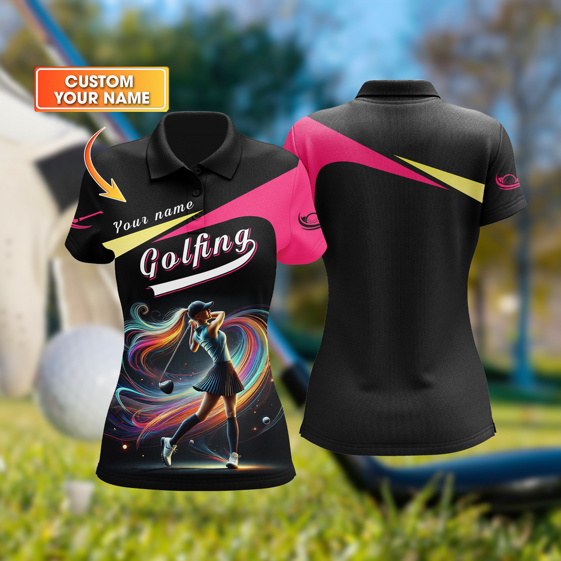 Colorful Swing Shirt, Golfing Custom Womens Golf Polo Shirt, Funny Golf Shirt, Gift For Golfers