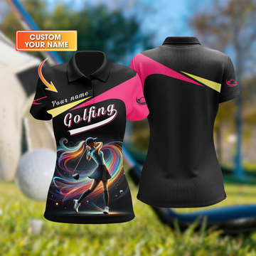 Colorful Swing Shirt, Golfing Custom Womens Golf Polo Shirt, Funny Golf Shirt, Gift For Golfers