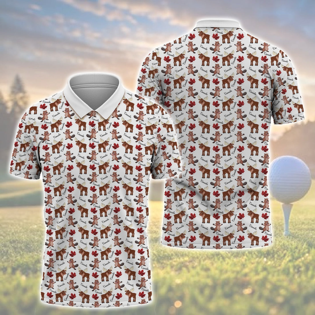 Wildlife Golfing Men's Golf Polo Shirt, Golfing Apparel, Mens Golf Gift