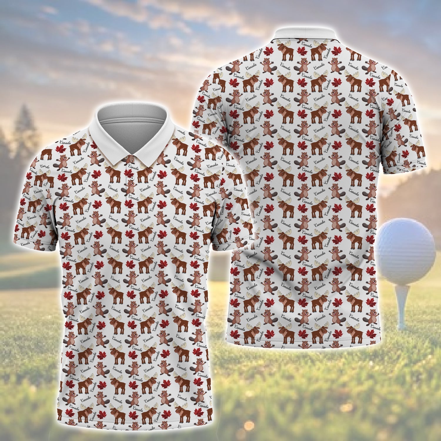 Wildlife Golfing Men's Golf Polo Shirt, Golfing Apparel, Mens Golf Gift