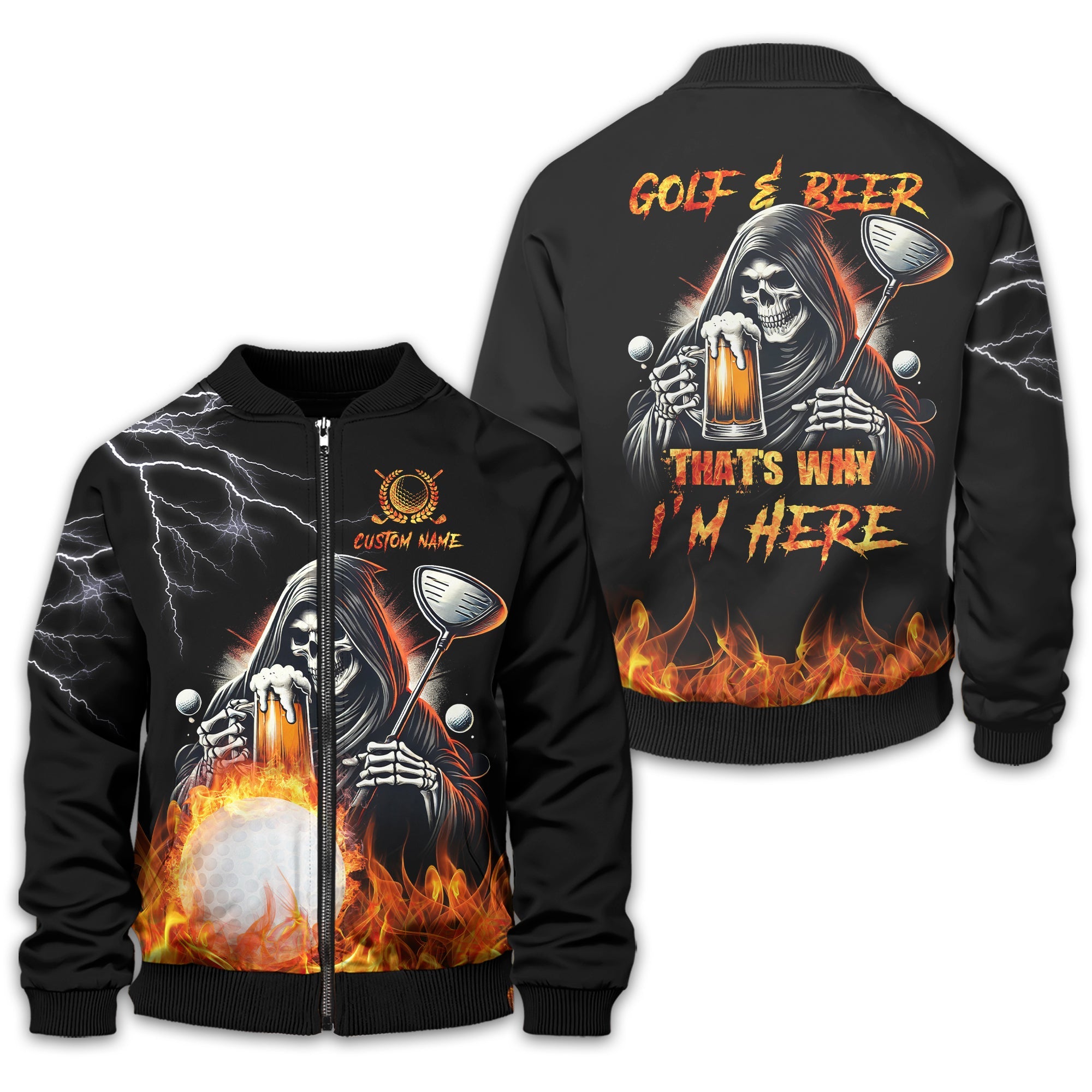 Golf & Beer Thats Why Im Here Custom Golf Shirt, Personalized Golf Shirt, Unique Gift For Golfer