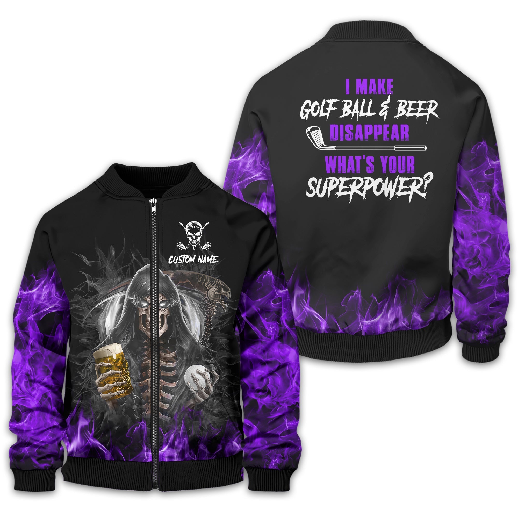 I Make Golf Ball And Beer Disappear Custom Golf Polo Shirt, Skull Golf Shirt, Gift For Golfers