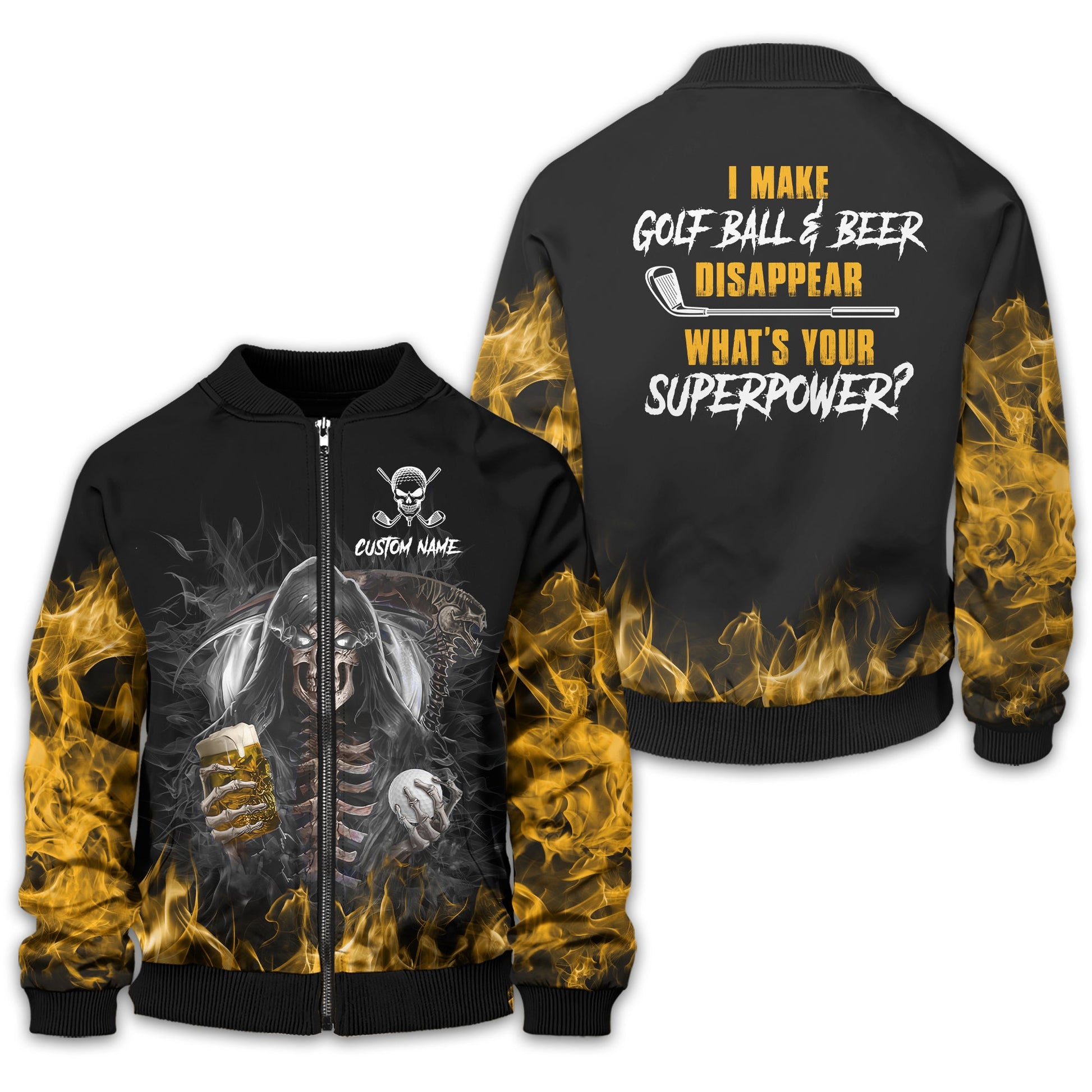 I Make Golf Ball And Beer Disappear Custom Golf Polo Shirt, Skull Golf Shirt, Gift For Golfers