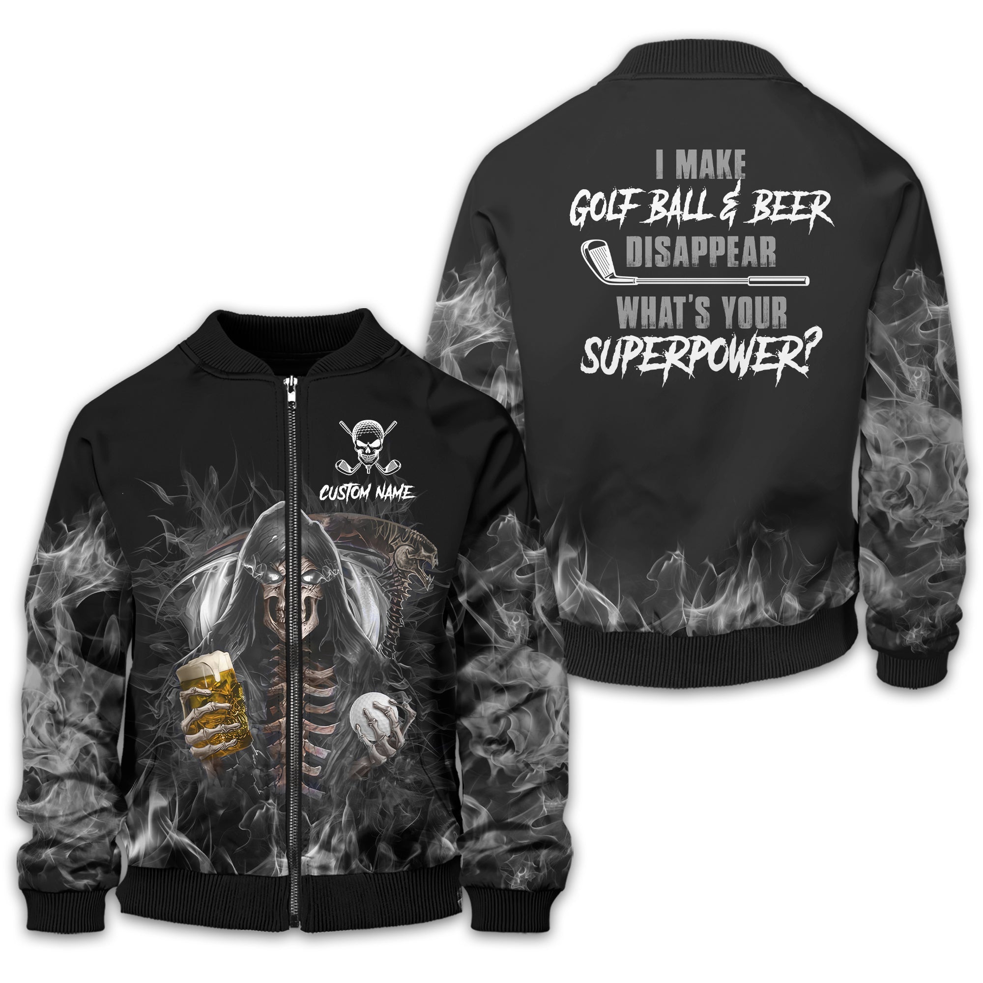 I Make Golf Ball And Beer Disappear Custom Golf Polo Shirt, Skull Golf Shirt, Gift For Golfers