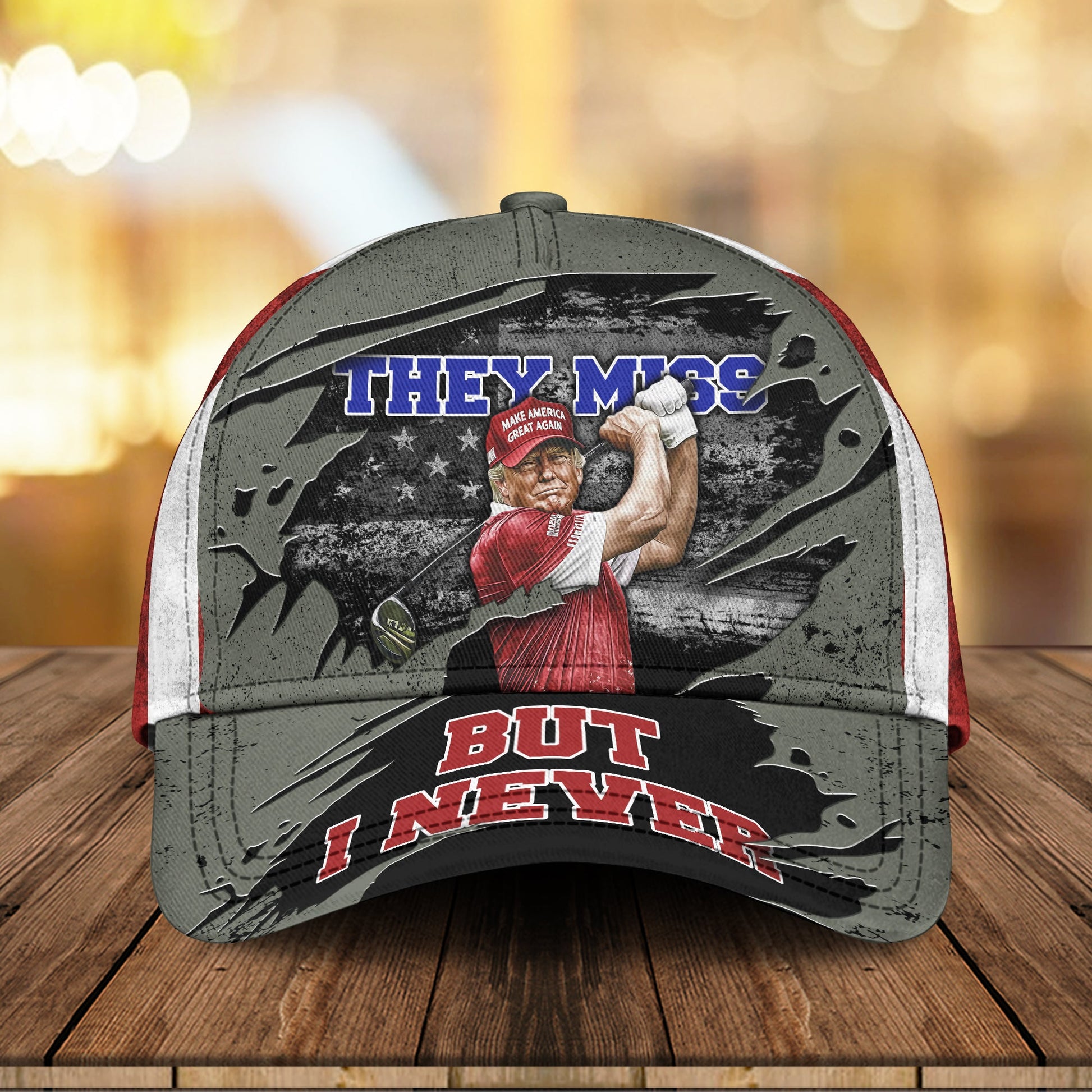 They Miss But I Never Trump 2024 Golf Cap, Graphic Full Print Cap, Trump Cap, Gifts For Golfers