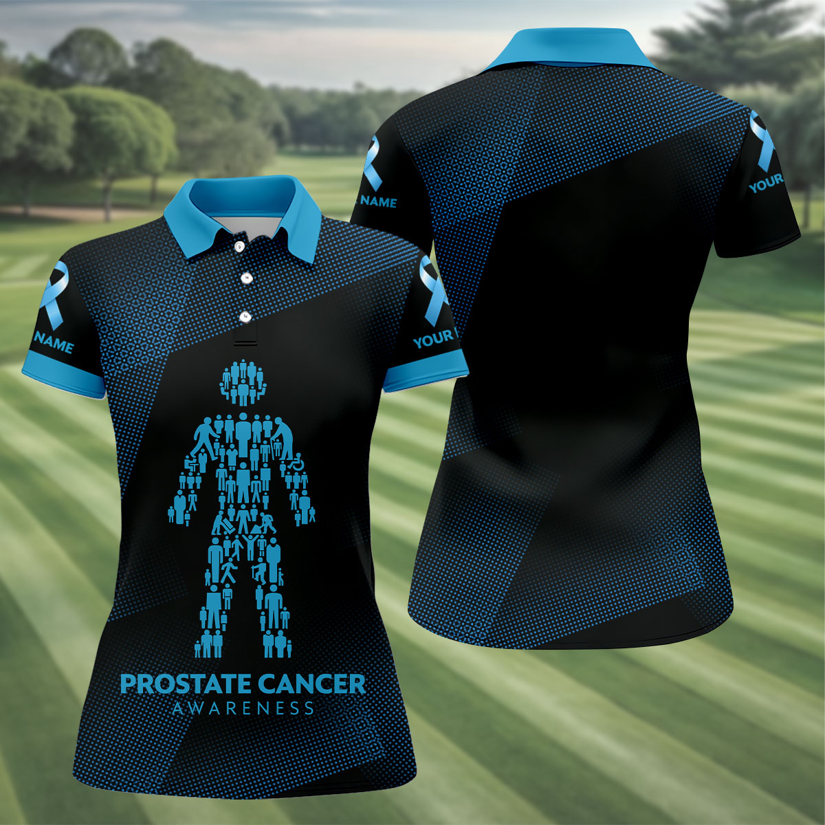 Prostate Cancer Awareness Black And Blue Polo, Cancer Awareness Shirt, Ladies Golf Shirts
