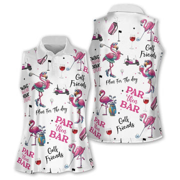 Funny Flamingo Women Sleeveless Golf Shirt, Flamingo Golf Shirt, Custom Ladies Golf Shirt