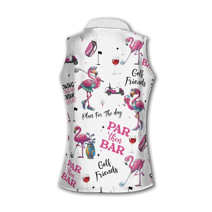 Funny Flamingo Women Sleeveless Golf Shirt, Flamingo Golf Shirt, Custom Ladies Golf Shirt