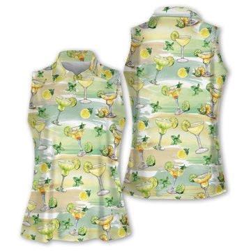 Margarita Golf Shirt For Women, Sleeveless Polo Shirt Womens, Patterned Golf Polos, Cute Womens Golf Clothes