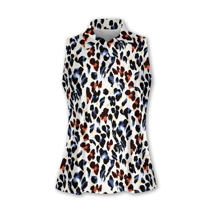 Women's Leopard Print Golf Shirt, Animal Print Golf Shirt For Women, Ladies Long Sleeve Golf Shirts