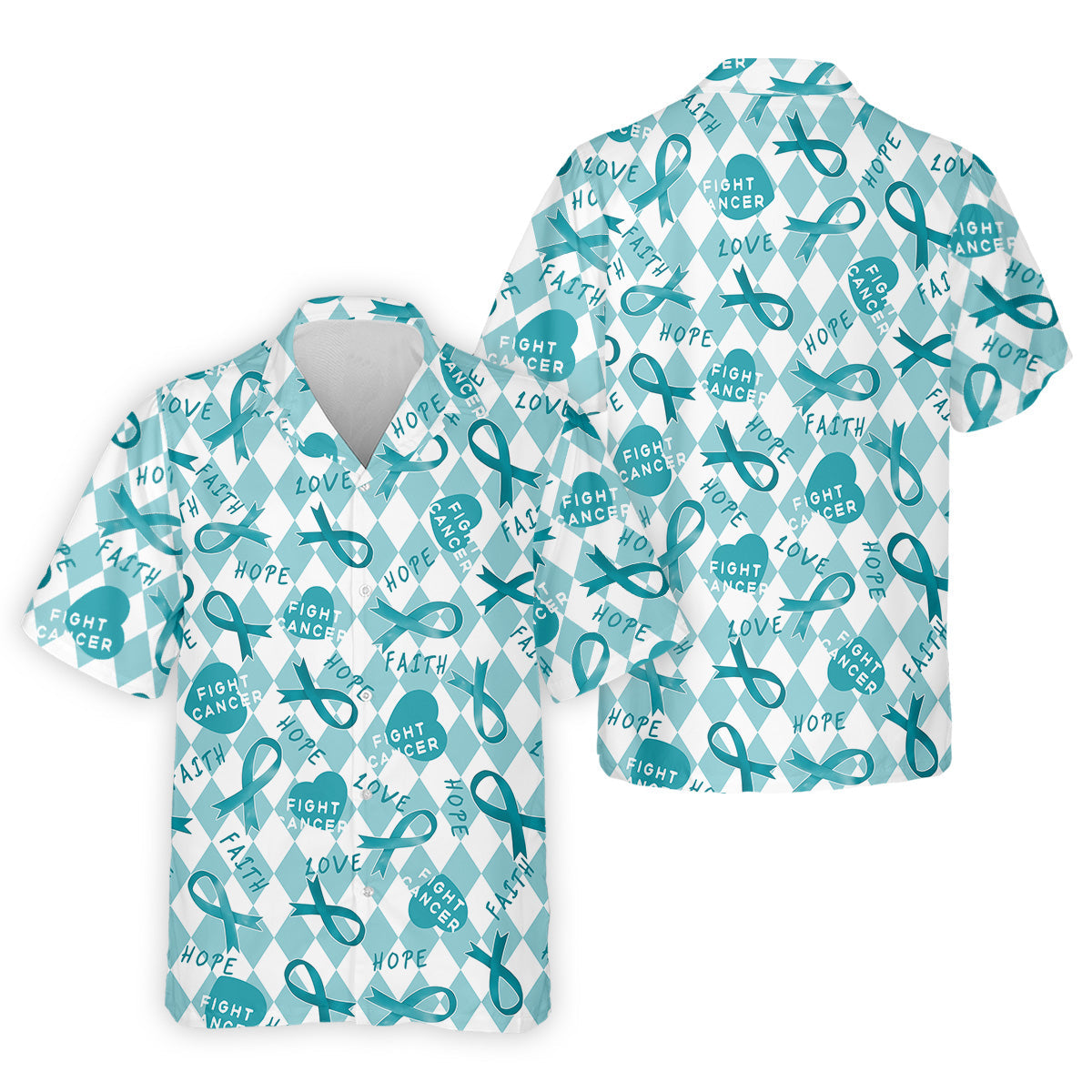 Ovarian Cancer Awareness Teal Ribbon Golf Tops For Men, Cancer Awareness Shirt, Golfing Apparel